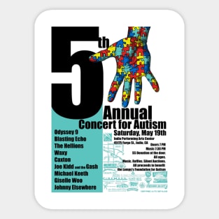 5th Annual Concert for Autism flyer tee 2012 Sticker